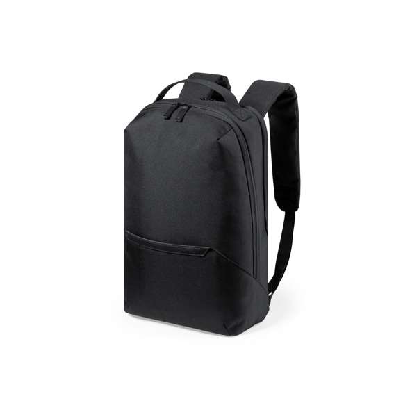 Mochila fabricada en resistente poliéster 600D RPET, elaborado a partir de plástico reciclado, para así fomentar la reutilización de residuos plásticos y ayudar a la sostenibilidad del planeta. Compartimento principal con cierre de cremallera de doble tirador y bolsillo en frontal. Interior con bolsillos acolchados para tablet de hasta 10 pulgadas y ordenador portátil de hasta 15 pulgadas. Accesorio de ajuste en trolley, con bolsillo antirrobo en parte trasera. Espalda y cintas de hombros acolchadas y ajustables, con distintivo RPET en etiqueta.