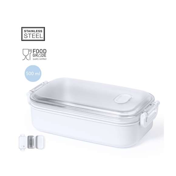  	Fiambrera térmica de 500 ml de capacidad, diseñada para mantener la temperatura durante largos períodos de tiempo. Cuerpo en resistente PP, con bandeja interior en acero inox y cierre de seguridad hermético. Ideal para una correcta conservación del calor, con posibilidad de prolongación añadiendo agua caliente.