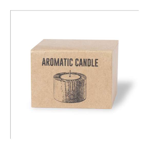 Original vela de línea nature con aroma vainilla. Base fabricada en madera natural, presentada en atractiva caja individual de diseño eco y acabado kraft.