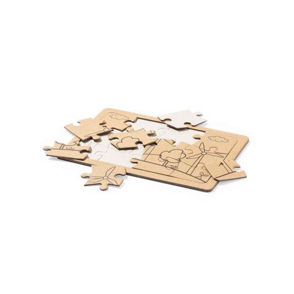 Set de puzzles de línea nature fabricados en cartón reciclado. Incluye 2 puzzles de 12 piezas cada uno. Set presentado en caja individual de diseño kraft.