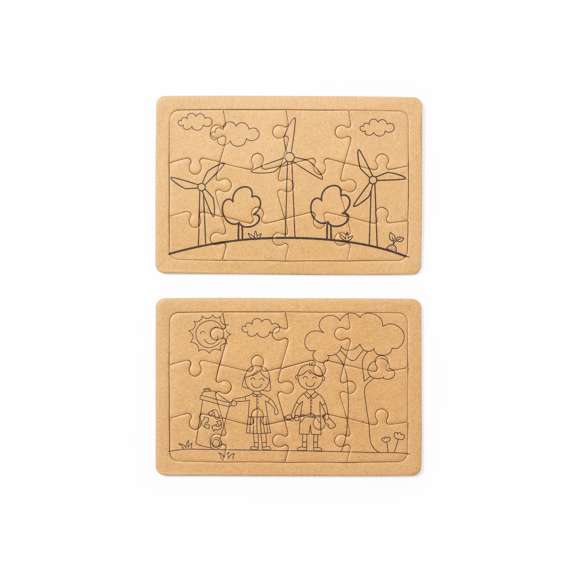 Set de puzzles de línea nature fabricados en cartón reciclado. Incluye 2 puzzles de 12 piezas cada uno. Set presentado en caja individual de diseño kraft.