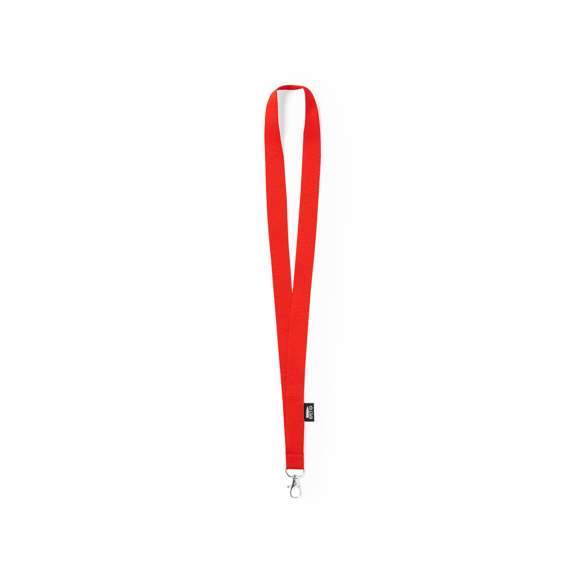 Lanyard de línea nature fabricado en resistente poliéster 300D RPET, con gancho metálico giratorio. Etiqueta con distintivo RPET y disponible en extensa gama de colores, color blanco especial para sublimación.El material RPET se elabora a partir de plástico reciclado, para así fomentar la reutilización de residuos plásticos y ayudar a la sostenibilidad del planeta.