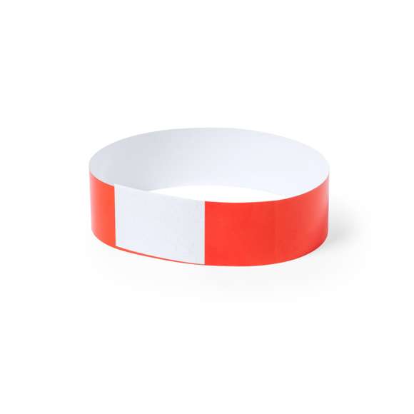 Pulsera para eventos en fibra sintética irrompible. Con cierre adhesivo de seguridad, resistente al agua y presentada en plancha troquelada de 10 piezas con numeración individual. En talla única para adulto y disponible en extensa gama de colores.