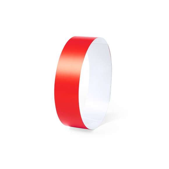 Pulsera para eventos en fibra sintética irrompible. Con cierre adhesivo de seguridad, resistente al agua y presentada en plancha troquelada de 10 piezas con numeración individual. En talla única para adulto y disponible en extensa gama de colores.