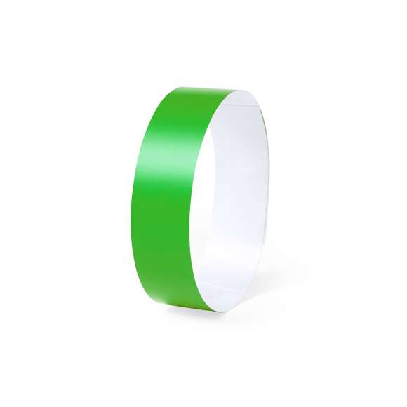 Pulsera para eventos en fibra sintética irrompible. Con cierre adhesivo de seguridad, resistente al agua y presentada en plancha troquelada de 10 piezas con numeración individual. En talla única para adulto y disponible en extensa gama de colores.
