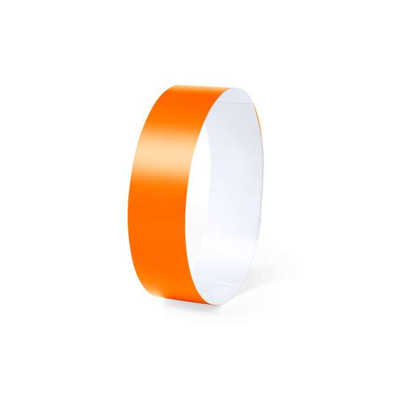 Pulsera para eventos en fibra sintética irrompible. Con cierre adhesivo de seguridad, resistente al agua y presentada en plancha troquelada de 10 piezas con numeración individual. En talla única para adulto y disponible en extensa gama de colores.