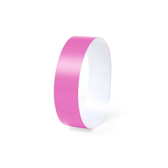 Pulsera para eventos en fibra sintética irrompible. Con cierre adhesivo de seguridad, resistente al agua y presentada en plancha troquelada de 10 piezas con numeración individual. En talla única para adulto y disponible en extensa gama de colores.