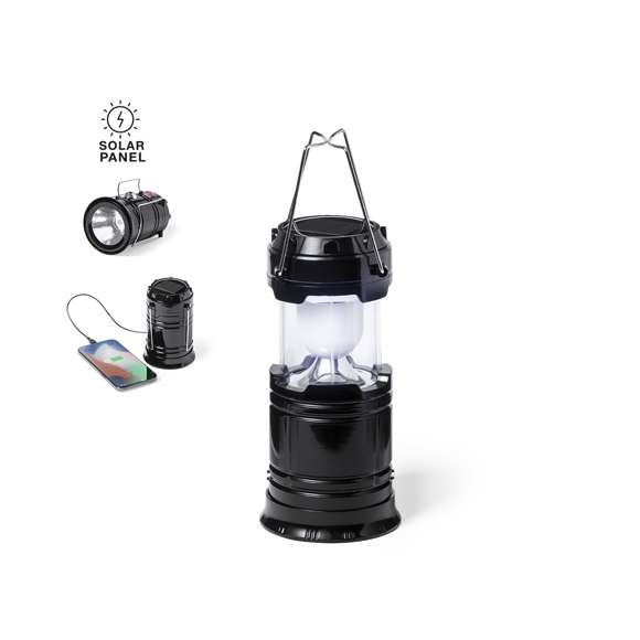 Lámpara multifunción alimentada por energía solar, con batería auxiliar integrada de 1.200 mAh y linterna. Fabricada en resistente material ABS, con asas plegables metálicas. Funciones:Lámpara con 6 LEDs de luz blanca y 60 lúmenesLinterna con 1 LED de luz blanca y 20 lúmenesBatería auxiliar de litio y 1.200 mAh, con salida USB y entrada Micro USB, cable de carga Micro USB incluido (5V DC 1A).Presentada en caja individual de diseño kraft, con manual de instrucciones en español e inglés. Las capacidades mostradas en todas nuestras baterías auxiliares externas son reales, incorporando todas ellas baterías de grado A y no recicladas, con una vida útil de al menos 500 ciclos de carga y según normativa CE. Además, están fabricadas conforme a los estándares RoHS y en cumplimiento con los siguientes requisitos de seguridad:Sistema de protección contra sobrecarga del power bank. Sistema de protección contra descarga completa que proporciona una mayor durabilidad del power bank. Sistema de bloqueo para evitar cortocircuitos. Sistema de transferencia de carga constante, acorde con la capacidad del dispositivo de destino.