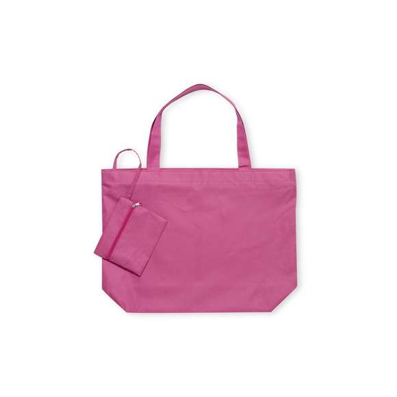Original bolsa con neceser a juego, fabricada en resistente poliéster 600D. Compartimento principal y neceser interior con cierre de cremallera. Disponible en variada gama de colores, con asas medianas a juego (56x3 cm).