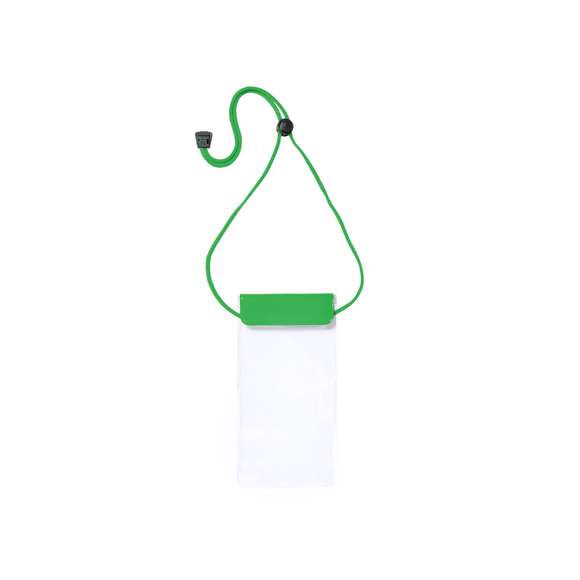 Práctico portatodo impermeable en PVC, con función táctil y doble sistema de seguridad para preservar la estanqueidad. Especialmente diseñado para dispositivos con pantalla de 6,5 pulgadas. Con cordón a juego, accesorio de ajuste y amplia superficie de marcaje.