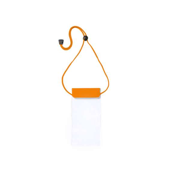 Práctico portatodo impermeable en PVC, con función táctil y doble sistema de seguridad para preservar la estanqueidad. Especialmente diseñado para dispositivos con pantalla de 6,5 pulgadas. Con cordón a juego, accesorio de ajuste y amplia superficie de marcaje.