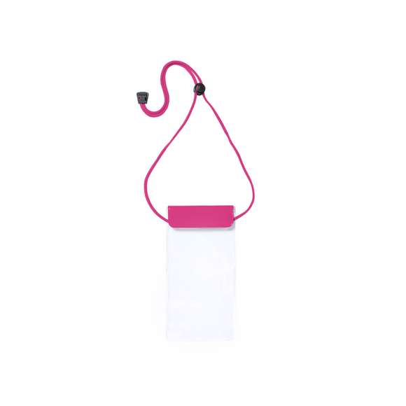 Práctico portatodo impermeable en PVC, con función táctil y doble sistema de seguridad para preservar la estanqueidad. Especialmente diseñado para dispositivos con pantalla de 6,5 pulgadas. Con cordón a juego, accesorio de ajuste y amplia superficie de marcaje.
