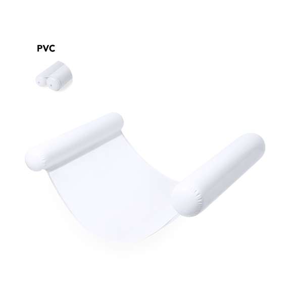  	Original colchoneta con extremos hinchables en resistente PVC. Enrollable y con resistente redecilla central de 80x70 cm en poliéster de color blanco. Con plegado especial para fácil impresión y disponible en variada gama de colores.