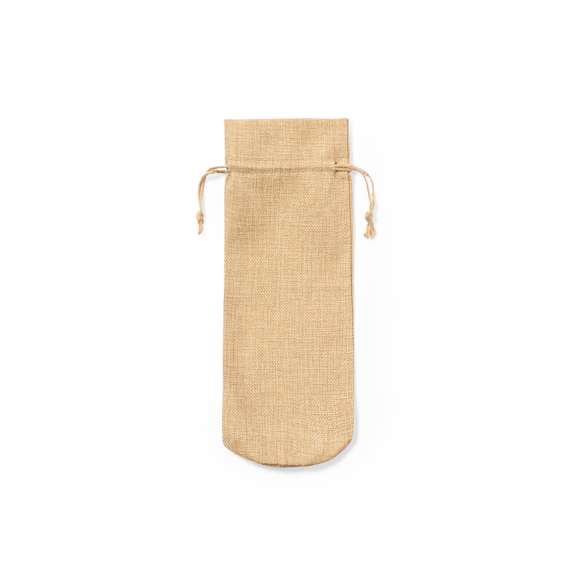 Bolsa para botellas de inspiración nature. Con cierre de cordón en yute e ideal para botellas de 750 ml.