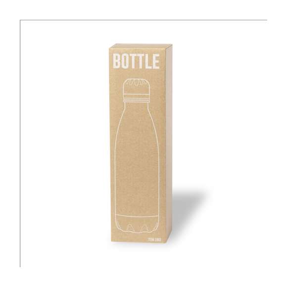 Bidón térmico de 500 ml de capacidad, fabricado en acero inox de doble pared y especialmente diseñado para marcaje en sublimación. De acabado blanco brillo y con tapón a rosca a juego, libre de BPA. Presentado en caja individual de diseño kraft.Disponible manual de instrucciones en español e inglés.