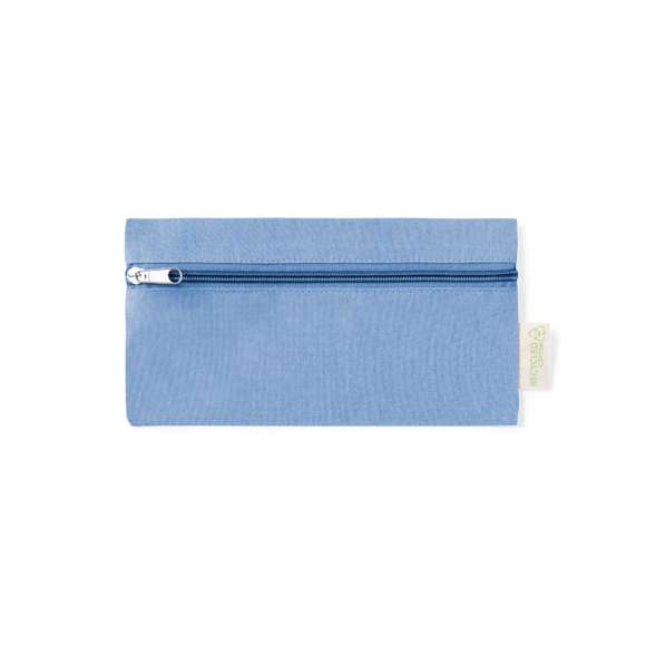 Estuche de línea nature elaborado en algodón reciclado. Compartimento principal de cierre de cremallera, con distintivo algodón reciclado en etiqueta. Disponible en amplia gama de colores.