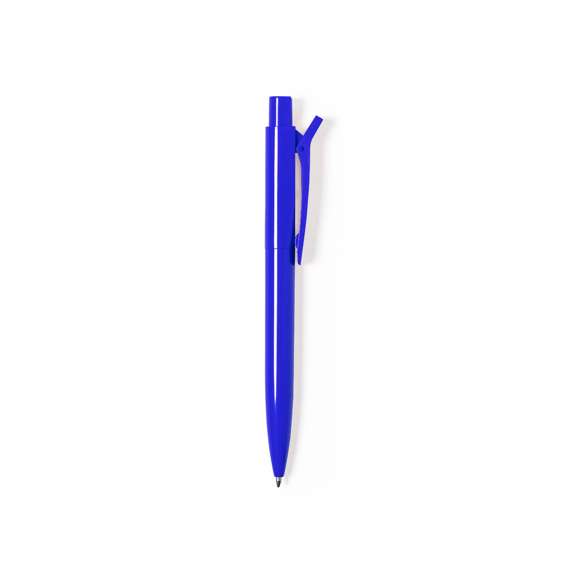 Original bolígrafo con clip pinza y fabricado en resistente ABS de acabado brillante. Disponible en variada gama de colores, con cartucho jumbo y tinta azul.