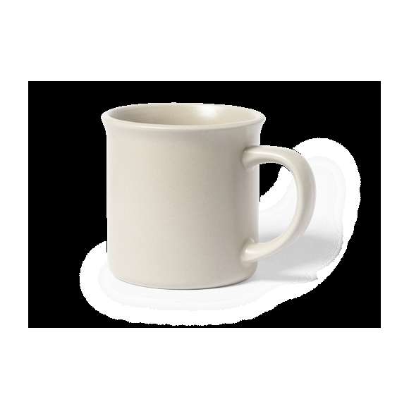 Taza de cerámica de 300ml de capacidad. De acabado mate y en color natural. Presentada en caja individual.