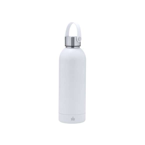 Bidón térmico de 500 ml de capacidad, fabricado en acero inox reciclado de doble pared, con tapón a rosca en mate y asa integrada a juego. Disponible en variada gama de colores satinados, libre de BPA y presentado en caja individual de diseño kraft.  El acero es uno de los materiales más demandados y que puede encontrarse casi en todas partes, desde productos de uso diario a grandes construcciones. Con innumerables propiedades, entre las que cabe destacar la durabilidad y su alto grado de reutilización, convirtiéndolo en una alternativa muy valorada en soluciones de sostenibilidad. Debidamente tratado, permite obtener nuevos recursos de infinita utilización.