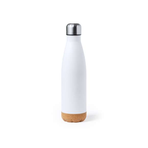 Bidón de 750 ml de capacidad, fabricado en acero inox. Con base en corcho natural y tapón a rosca, libre de BPA. Disponible en variada gama de colores satinados y presentado en caja individual de diseño kraft.Disponible manual de instrucciones en español e inglés.