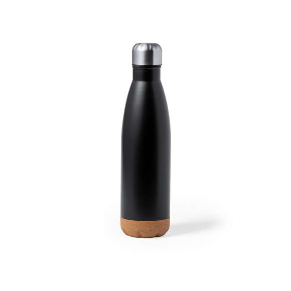 Bidón de 750 ml de capacidad, fabricado en acero inox. Con base en corcho natural y tapón a rosca, libre de BPA. Disponible en variada gama de colores satinados y presentado en caja individual de diseño kraft.Disponible manual de instrucciones en español e inglés.