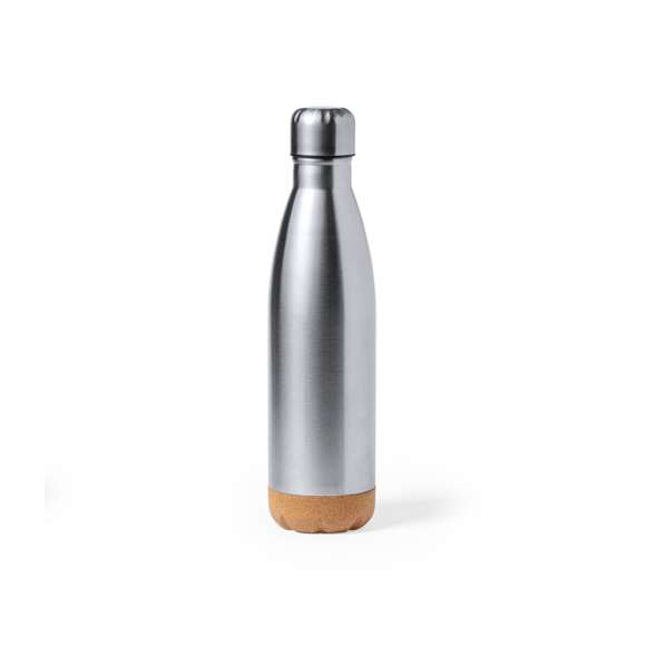 Bidón de 750 ml de capacidad, fabricado en acero inox. Con base en corcho natural y tapón a rosca, libre de BPA. Disponible en variada gama de colores satinados y presentado en caja individual de diseño kraft.Disponible manual de instrucciones en español e inglés.