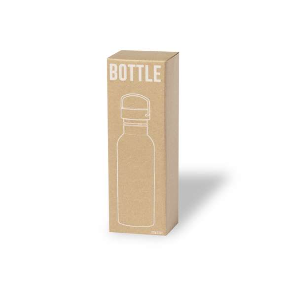 Bidón de 750 ml de capacidad, fabricado en acero inox de acabado brillo. Con original tapón a rosca en acero inox, a juego y con asa integrada. Libre de BPA y presentado en caja individual de diseño kraft.Disponible manual de instrucciones en español e inglés.