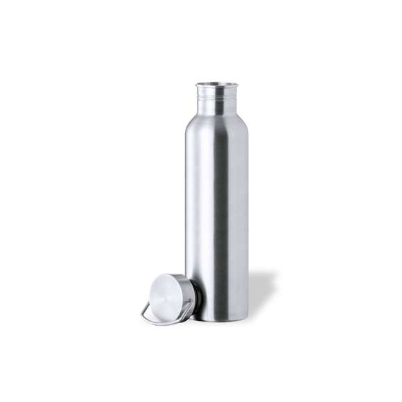 Bidón de 1 l de capacidad, fabricado en acero inox de acabado brillo. Con original tapón a rosca en acero inox, a juego y con asa integrada. Libre de BPA y presentado en caja individual de diseño kraft.Disponible manual de instrucciones en español e inglés.