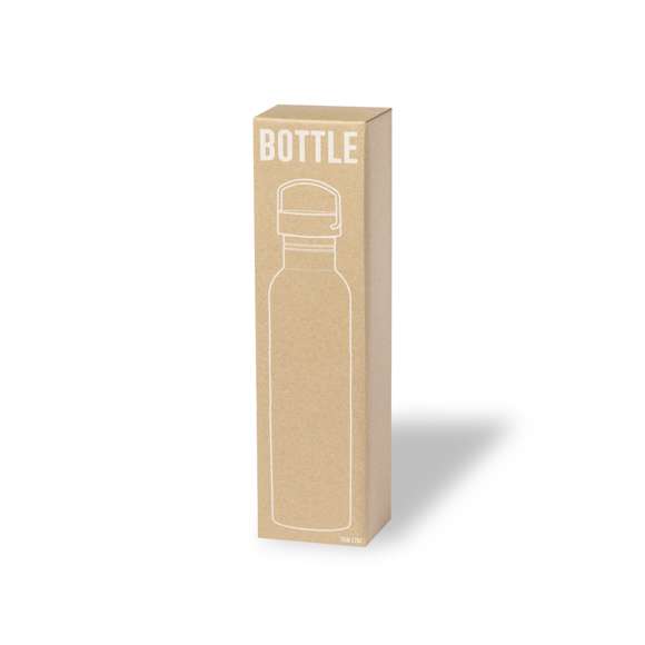Bidón de 1 l de capacidad, fabricado en acero inox de acabado brillo. Con original tapón a rosca en acero inox, a juego y con asa integrada. Libre de BPA y presentado en caja individual de diseño kraft.Disponible manual de instrucciones en español e inglés.