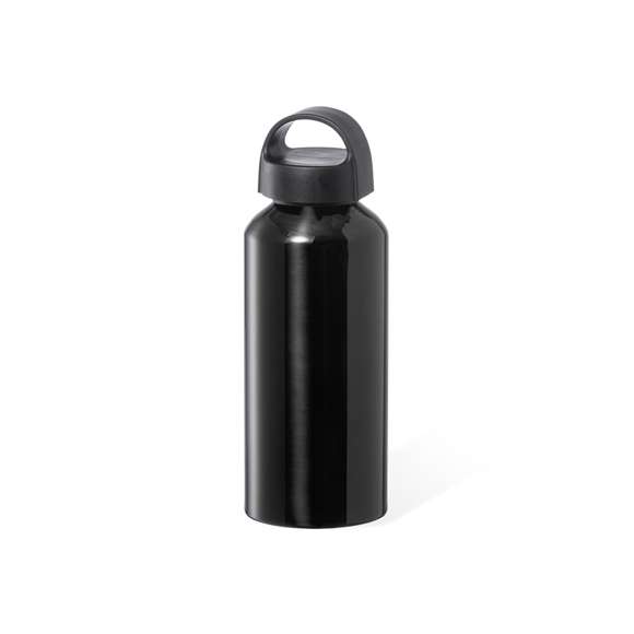 Bidón de 500 ml de capacidad, fabricado en aluminio de acabado brillo. Tapón en negro a rosca y con asa integrada, libre de BPA. Disponible en variada gama de colores y presentado en caja individual de diseño kraft.Disponible manual de instrucciones en español e inglés.