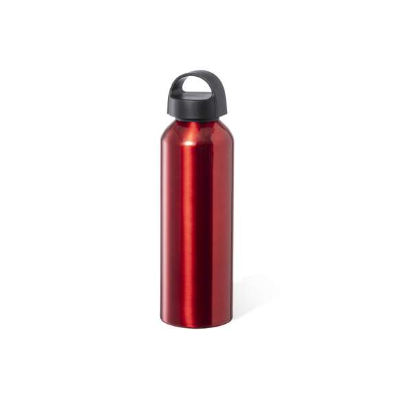 Bidón de 800 ml de capacidad, fabricado en aluminio de acabado brillo. Tapón en negro a rosca y con asa integrada, libre de BPA. Disponible en variada gama de colores y presentado en caja individual de diseño kraft.Disponible manual de instrucciones en español e inglés.