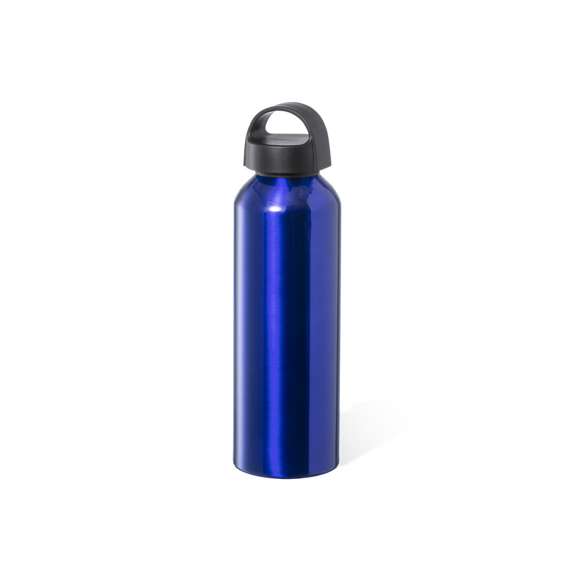 Bidón de 800 ml de capacidad, fabricado en aluminio de acabado brillo. Tapón en negro a rosca y con asa integrada, libre de BPA. Disponible en variada gama de colores y presentado en caja individual de diseño kraft.Disponible manual de instrucciones en español e inglés.