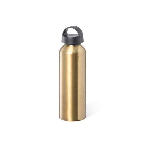 Bidón de 800 ml de capacidad, fabricado en aluminio de acabado brillo. Tapón en negro a rosca y con asa integrada, libre de BPA. Disponible en variada gama de colores y presentado en caja individual de diseño kraft.Disponible manual de instrucciones en español e inglés.