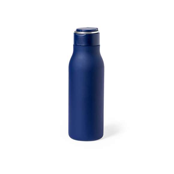 Bidón de 600 ml de capacidad, fabricado en acero inox. Tapón a rosca a juego libre de BPA, con anilla de transporte integrada, plegable y de acabado cromado. Disponible en variada gama de colores satinados y presentado en caja individual de diseño kraft.Disponible manual de instrucciones en español e inglés.