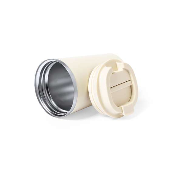 Vaso térmico de sobremesa fabricado en acero inox de doble pared y 350ml de capacidad. Con dosificador en tapa y abrefácil, libre de BPA. Disponible en variada gama de colores mate. Presentado en caja individual de diseño kraft.
