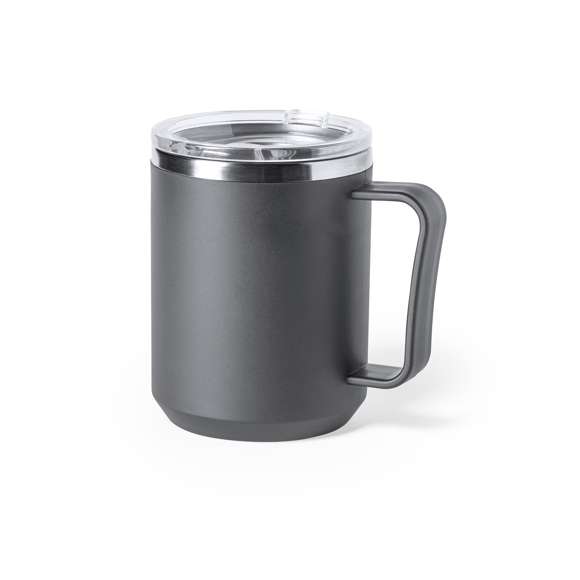 Taza térmica de sobremesa fabricada en acero inox de doble pared y 350ml de capacidad. Exterior en resistente PP, con dosificador en tapa y abrefácil. Libre de BPA. Disponible en colores mate y presentada en caja individual de diseño kraft.