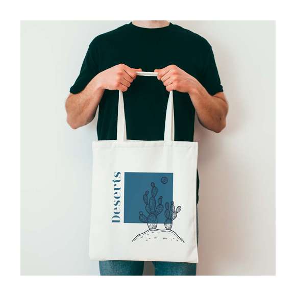 <p><strong>Bolsa Chidel </strong>fabricada en algodón 100%, de acabado natural y en 280g/m2. De acabado cosido y asas largas reforzadas (70 x 2,5 cm). Resistencia hasta 10 kg de peso.</p>