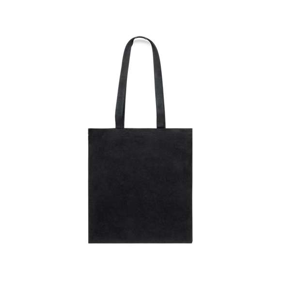 Bolsa fabricada en algodón 100% de 240g/m2. De acabado cosido y asas largas reforzadas (70 x 2,5 cm). Disponible en variada gama de colores. Resistencia hasta 10 kg de peso.
