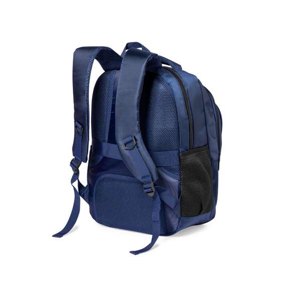 Mochila de calidad premium fabricada en RNYLON 420D. Compartimento principal con cierre de cremallera a juego y doble tirador. Incluye 3 bolsillos exteriores de cremallera y 2 bolsillos laterales de redecilla. Acolchado en asa, parte trasera y cintas para hombros, que además son ajustables. Interior con compartimento acolchado para ordenador portátil de hasta 15 pulgadas y accesorio en espalda para ajuste en trolley. Disponible en variada gama de colores, con distintivo reciclado en etiqueta exterior.El material RNYLON se elabora a partir de plástico reciclado, para así fomentar la reutilización de residuos plásticos y ayudar a la sostenibilidad del planeta.