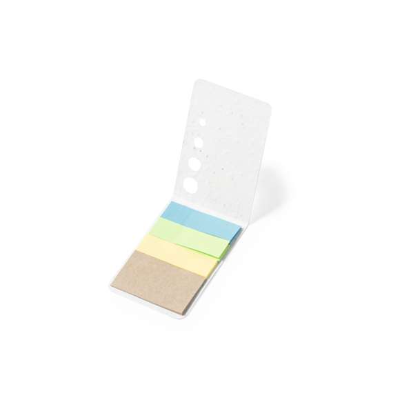 Bloc de notas de línea nature, con cubiertas fabricadas en papel semilla, reciclable y degradable. Incluye semillas de petunia en ambas cubiertas, convirtiéndolo así en papel plantable al final de su vida útil. Interior con 10 notas adhesivas medianas y 30 mininotas adhesivas en varios colores. Flores en colores surtidos, con instrucciones de plantado en la cubierta trasera y presentado en bolsa individual de papel reciclado.