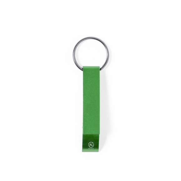 Llavero abridor en aluminio reciclado. Con accesorio para apertura de latas y especialmente diseñado para marcaje en láser. Disponible en variada gama de colores metalizados, con distintivo aluminio reciclado. El aluminio reciclado es un material con posibilidades de reciclaje casi infinitas, sin perder sus propiedades originales y consumiendo menos energía en este proceso.