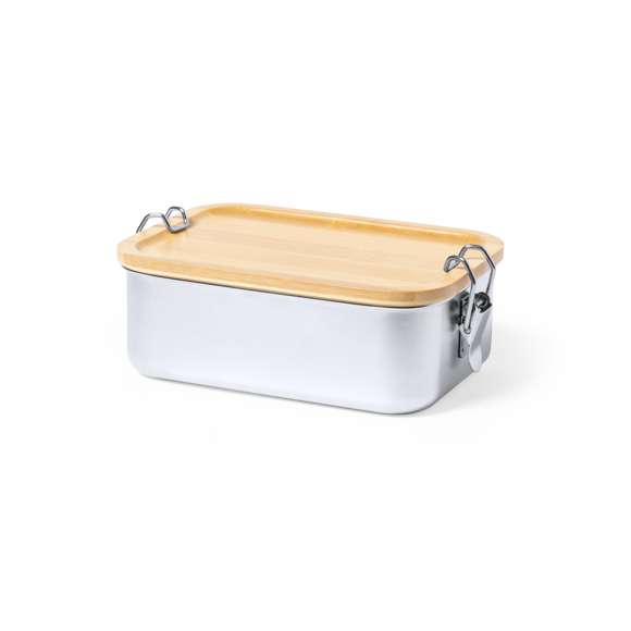 Fiambrera de 800 ml de capacidad, fabricada en acero inox. Con tapa hermética en bambú y libre de BPA. Presentada en caja individual de diseño kraft.