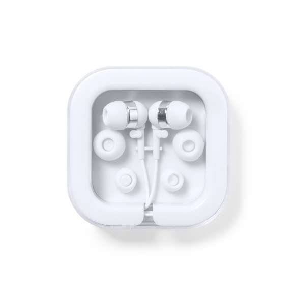 Prácticos y confortables auriculares intraurales con conexión Tipo C. En acabado blanco y con detalles en cromado, incluidos 3 pares de almohadillas para adaptarse a todos los oídos. Presentados en práctico estuche a juego con enrollacables y tapa transparente.