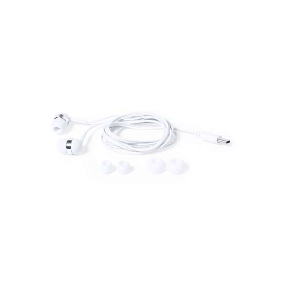 Prácticos y confortables auriculares intraurales con conexión Tipo C. En acabado blanco y con detalles en cromado, incluidos 3 pares de almohadillas para adaptarse a todos los oídos. Presentados en práctico estuche a juego con enrollacables y tapa transparente.
