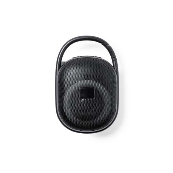 Potente altavoz Bluetooth® de 5W con luz multicolor. Portátil y fabricado en resistente material ABS de color negro mate, con rejilla y colgador integrado. Con luces LED multicolor y 5 posiciones de iluminación. Conexión Bluetooth 5.0 + EDR (tasa de transmisión de datos mejorada). Panel de control integrado en la parte superior del altavoz y completa conectividad, con función manos libres, puerto USB para reproducción desde una memoria USB, ranura para tarjeta micro SD (hasta 32GB) y función radio FM. Con batería de litio de 1.200 mAh y cable de carga Tipo C incluido. Placa integrada en la rejilla para fácil marcaje y presentado en caja individual de diseño kraft, con manual de instrucciones en español e inglés.