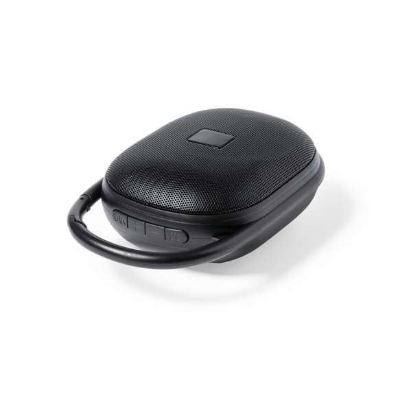 Potente altavoz Bluetooth® de 5W con luz multicolor. Portátil y fabricado en resistente material ABS de color negro mate, con rejilla y colgador integrado. Con luces LED multicolor y 5 posiciones de iluminación. Conexión Bluetooth 5.0 + EDR (tasa de transmisión de datos mejorada). Panel de control integrado en la parte superior del altavoz y completa conectividad, con función manos libres, puerto USB para reproducción desde una memoria USB, ranura para tarjeta micro SD (hasta 32GB) y función radio FM. Con batería de litio de 1.200 mAh y cable de carga Tipo C incluido. Placa integrada en la rejilla para fácil marcaje y presentado en caja individual de diseño kraft, con manual de instrucciones en español e inglés.