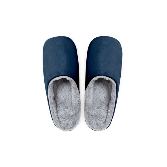 Par de zapatillas unisex. Fabricadas en suave y confortable algodón e interior acolchado con revestimiento afelpado en color gris. Disponibles tallas 36-38 y 42-44.