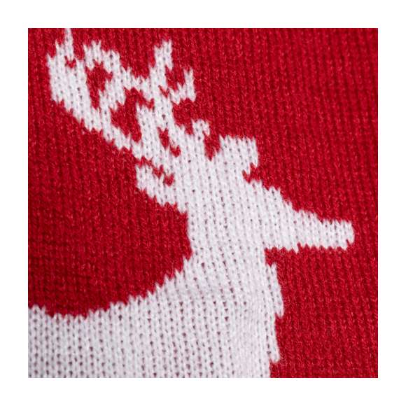 Divertida y cálida bufanda con motivos navideños. Un original regalo para lucir con estilo en navidad. Fabricada en suave poliéster acrílico y presentada en una bolsa individual reciclada. Cuenta con zona especial para el marcaje.