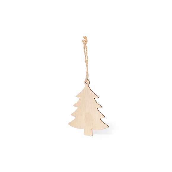 Elegante y moderno adorno navideño en suave madera natural. Incluye accesorio para colgar en yute natural y está disponible en cuatro diseños: Copo de Nieve, Bolsa de Navidad, Árbol y Estrella. Presentado en bolsa individual reciclada.Elaborado con elementos vegetales para así fomentar la utilización de materias primas naturales y reducir las emisiones contaminantes.