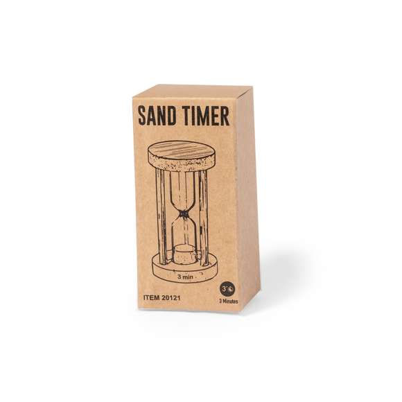 Reloj de arena de 3 minutos de duración. Fabricado en cristal de borosilicato, que ofrece una resistencia y durabilidad excepcionales, con estructura en madera de haya. Un gadget decorativo y funcional, ideal para medir el tiempo. Presentado en una caja individual de diseño kraft.